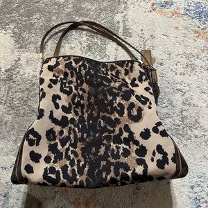Coach purse animal print and brown leather like new